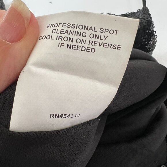 Windsor long Black Sequin Formal Dress Strappy Low Back High Slit Size Small - Picture 6 of 11